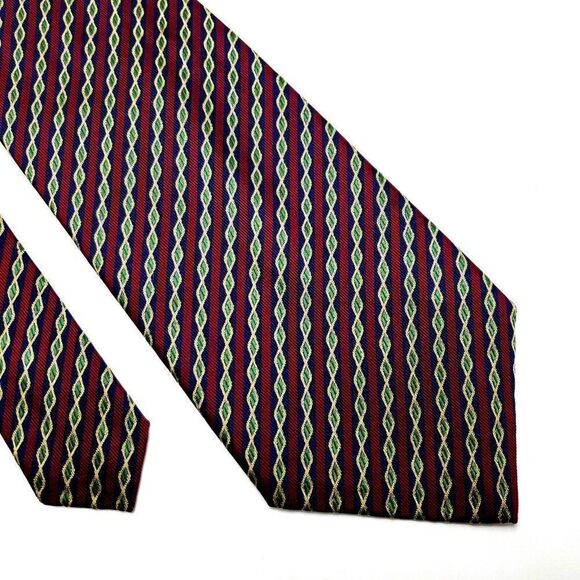 XMI Silk Tie Red Woven Striped USA Vintage Wide‎ - Picture 1 of 6